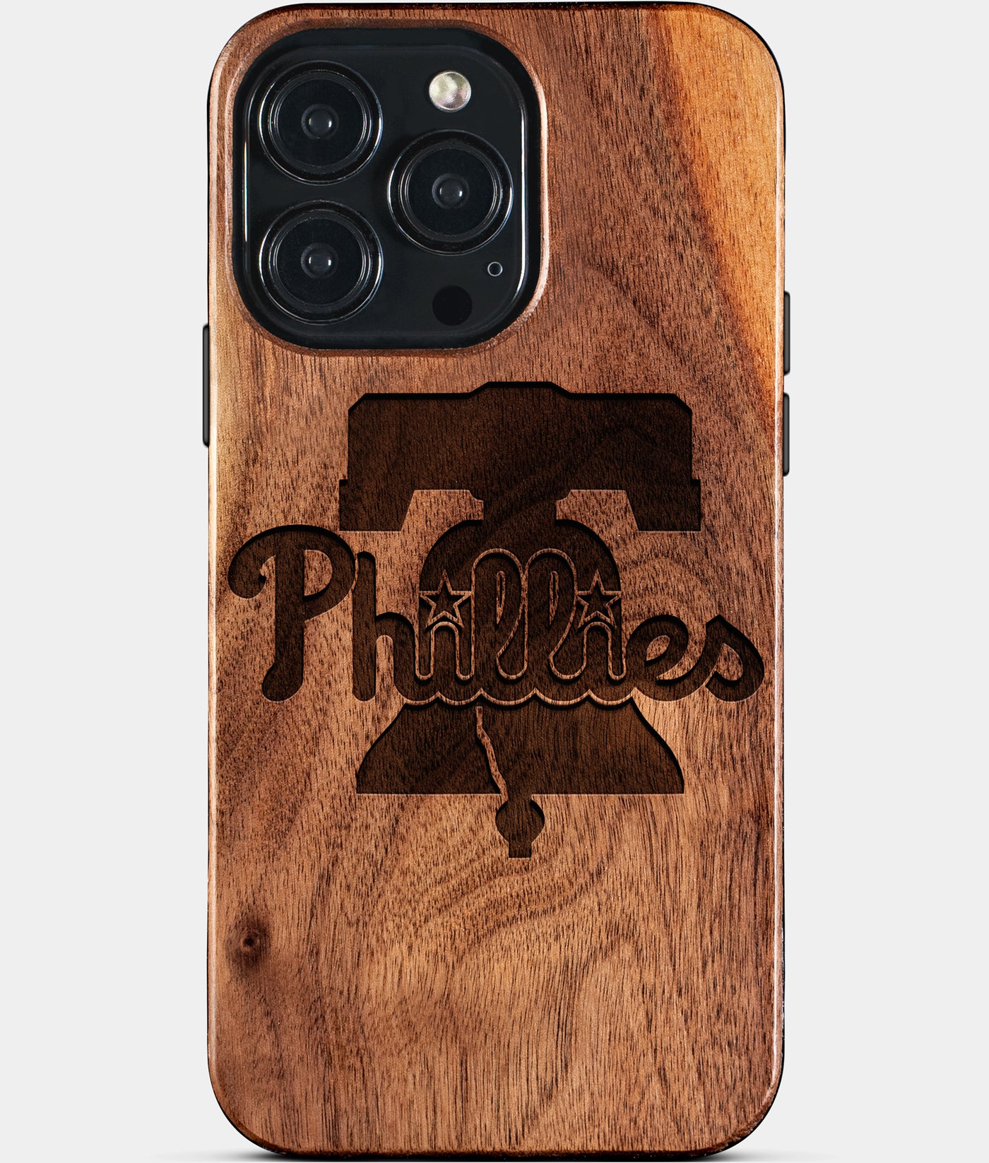 Eco-friendly Philadelphia Phillies iPhone 15 Pro Max Case - Carved Wood Custom Philadelphia Phillies Gift For Him - Monogrammed Personalized iPhone 15 Pro Max Cover By Engraved In Nature