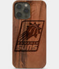 Carved Wood Phoenix Suns iPhone 13 Pro Case | Custom Phoenix Suns Gift, Birthday Gift | Personalized Mahogany Wood Cover, Gifts For Him, Monogrammed Gift For Fan | by Engraved In Nature
