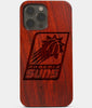 Carved Wood Phoenix Suns iPhone 13 Pro Max Case | Custom Phoenix Suns Gift, Birthday Gift | Personalized Mahogany Wood Cover, Gifts For Him, Monogrammed Gift For Fan | by Engraved In Nature