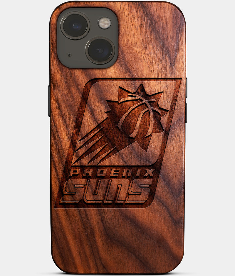 Eco-friendly Phoenix Suns iPhone 14 Case - Carved Wood Custom Phoenix Suns Gift For Him - Monogrammed Personalized iPhone 14 Cover By Engraved In Nature
