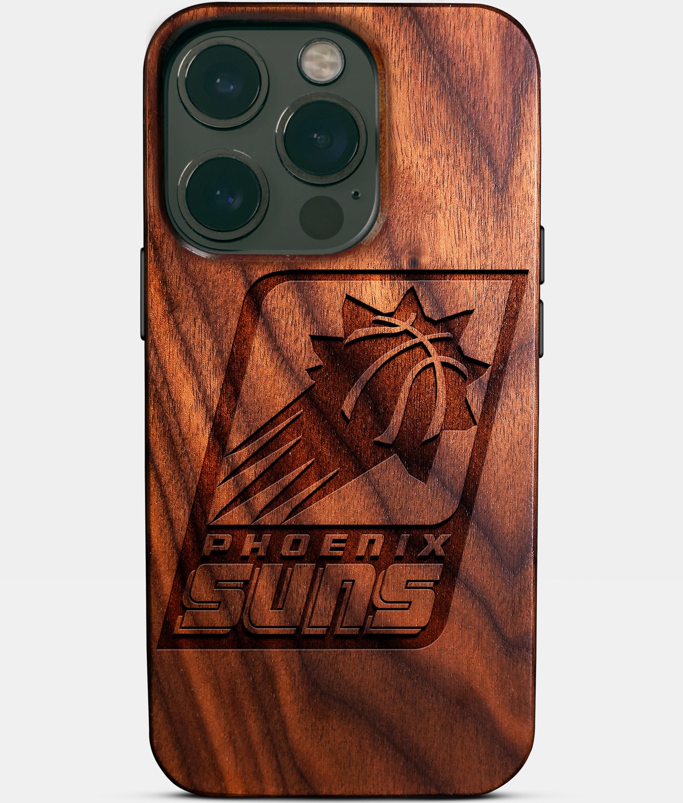 Eco-friendly Phoenix Suns iPhone 14 Pro Case - Carved Wood Custom Phoenix Suns Gift For Him - Monogrammed Personalized iPhone 14 Pro Cover By Engraved In Nature