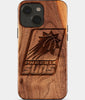 Eco-friendly Phoenix Suns iPhone 15 Case - Carved Wood Custom Phoenix Suns Gift For Him - Monogrammed Personalized iPhone 15 Cover By Engraved In Nature