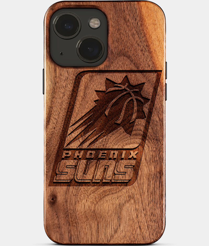 Eco-friendly Phoenix Suns iPhone 15 Plus Case - Carved Wood Custom Phoenix Suns Gift For Him - Monogrammed Personalized iPhone 15 Plus Cover By Engraved In Nature