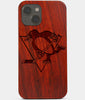Carved Wood Pittsburgh Penguins iPhone 13 Mini Case | Custom Pittsburgh Penguins Gift, Birthday Gift | Personalized Mahogany Wood Cover, Gifts For Him, Monogrammed Gift For Fan | by Engraved In Nature