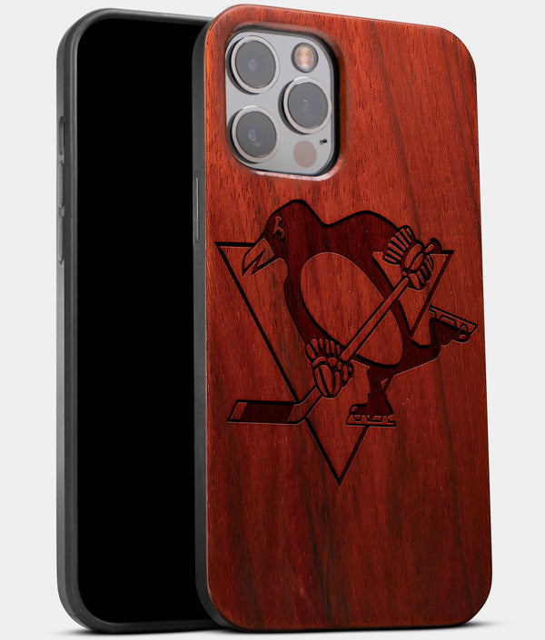 Best Wood Pittsburgh Penguins iPhone 13 Pro Case | Custom Pittsburgh Penguins Gift | Mahogany Wood Cover - Engraved In Nature