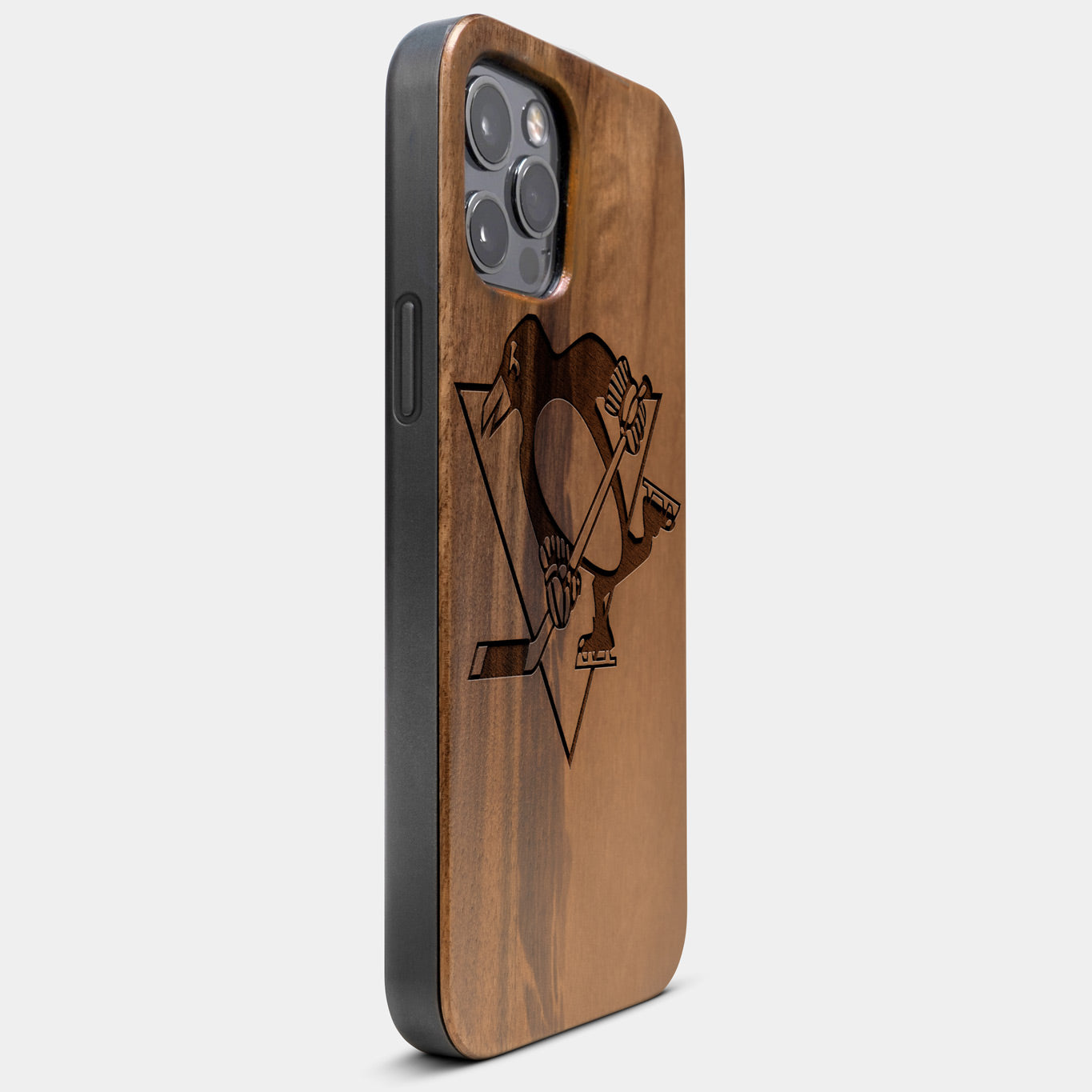 Best Wood Pittsburgh Penguins iPhone 13 Pro Max Case | Custom Pittsburgh Penguins Gift | Walnut Wood Cover - Engraved In Nature