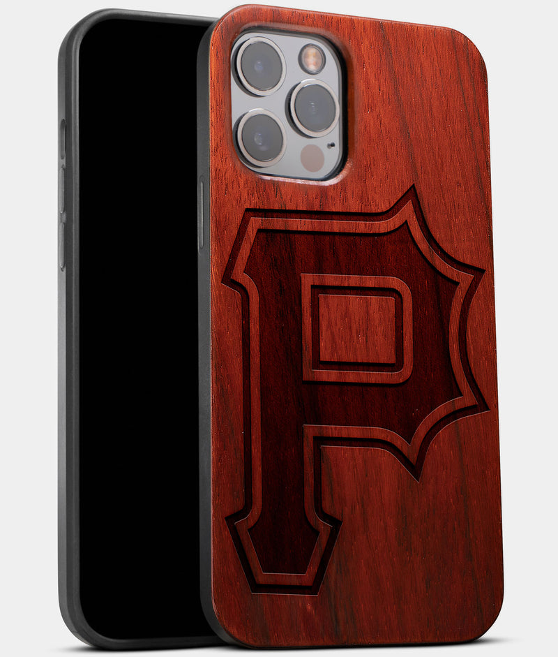 Best Wood Pittsburgh Pirates iPhone 13 Pro Case | CustomClassic Pittsburgh Pirates Gift | Mahogany Wood Cover - Engraved In Nature