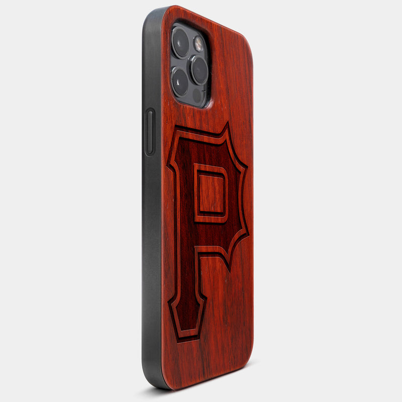 Best Wood Pittsburgh Pirates iPhone 13 Pro Case | CustomClassic Pittsburgh Pirates Gift | Mahogany Wood Cover - Engraved In Nature