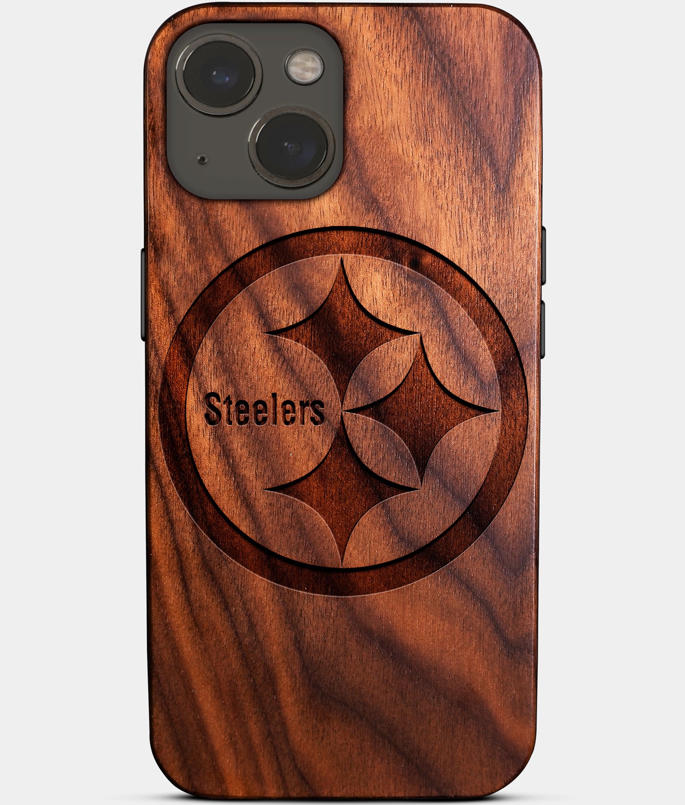 Eco-friendly Pittsburgh Steelers iPhone 14 Case - Carved Wood Custom Pittsburgh Steelers Gift For Him - Monogrammed Personalized iPhone 14 Cover By Engraved In Nature