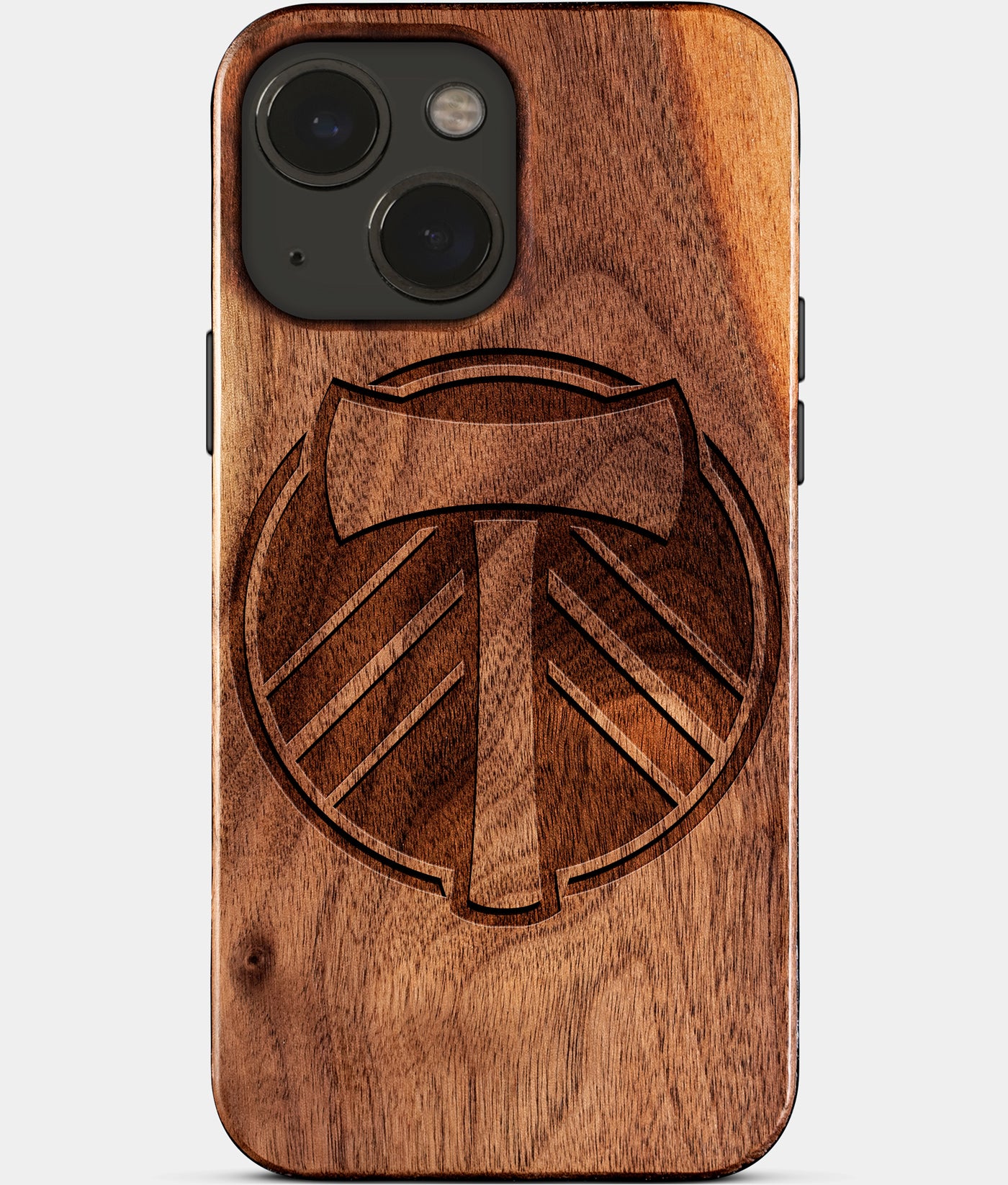 Eco-friendly Portland Timbers iPhone 15 Plus Case - Carved Wood Custom Portland Timbers Gift For Him - Monogrammed Personalized iPhone 15 Plus Cover By Engraved In Nature