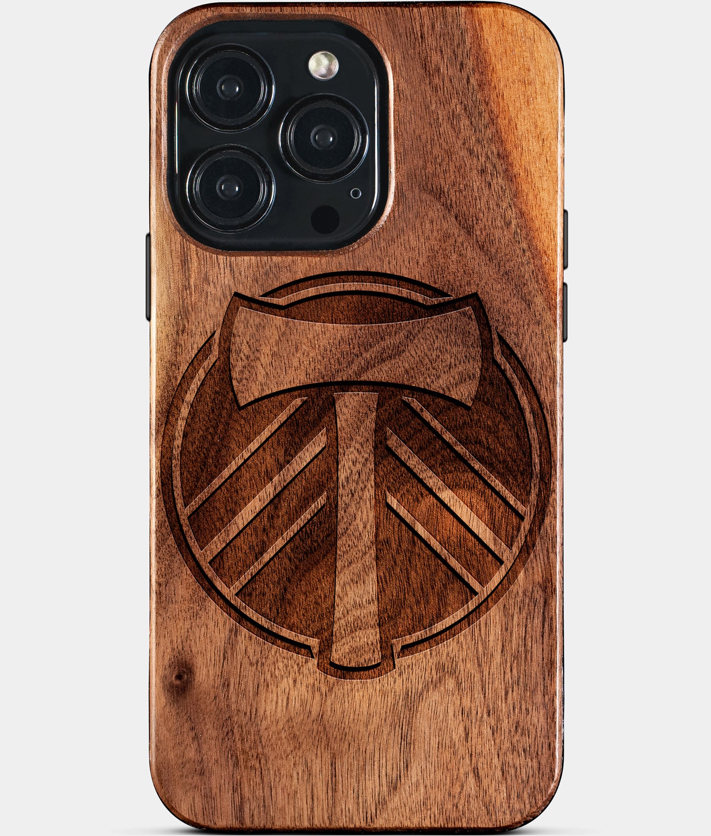 Eco-friendly Portland Timbers iPhone 15 Pro Max Case - Carved Wood Custom Portland Timbers Gift For Him - Monogrammed Personalized iPhone 15 Pro Max Cover By Engraved In Nature