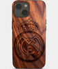 Eco-friendly Real Madrid Cf iPhone 14 Plus Case - Carved Wood Custom Real Madrid Cf Gift For Him - Monogrammed Personalized iPhone 14 Plus Cover By Engraved In Nature
