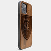 Best Wood Real Salt Lake iPhone 13 Pro Case | Custom Real Salt Lake Gift | Walnut Wood Cover - Engraved In Nature