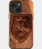 Eco-friendly Real Salt Lake iPhone 15 Case - Carved Wood Custom Real Salt Lake Gift For Him - Monogrammed Personalized iPhone 15 Cover By Engraved In Nature