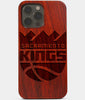 Carved Wood Sacramento Kings iPhone 13 Pro Case | Custom Sacramento Kings Gift, Birthday Gift | Personalized Mahogany Wood Cover, Gifts For Him, Monogrammed Gift For Fan | by Engraved In Nature