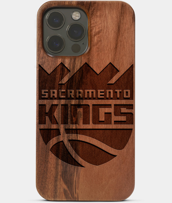 Carved Wood Sacramento Kings iPhone 13 Pro Case | Custom Sacramento Kings Gift, Birthday Gift | Personalized Mahogany Wood Cover, Gifts For Him, Monogrammed Gift For Fan | by Engraved In Nature