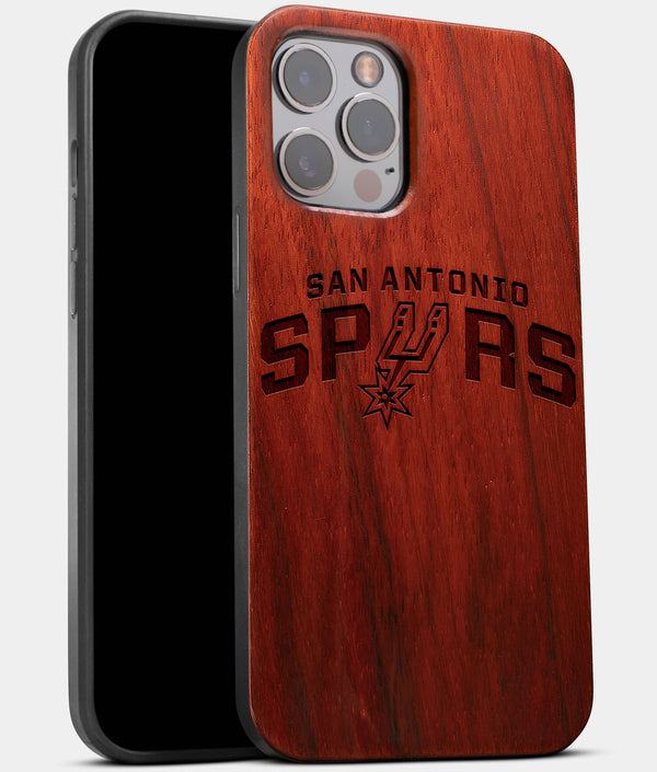 Best Wood San Antonio Spurs iPhone 13 Pro Case | Custom San Antonio Spurs Gift | Mahogany Wood Cover - Engraved In Nature