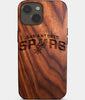 Eco-friendly San Antonio Spurs iPhone 14 Case - Carved Wood Custom San Antonio Spurs Gift For Him - Monogrammed Personalized iPhone 14 Cover By Engraved In Nature