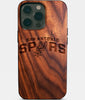 Eco-friendly San Antonio Spurs iPhone 14 Pro Max Case - Carved Wood Custom San Antonio Spurs Gift For Him - Monogrammed Personalized iPhone 14 Pro Max Cover By Engraved In Nature