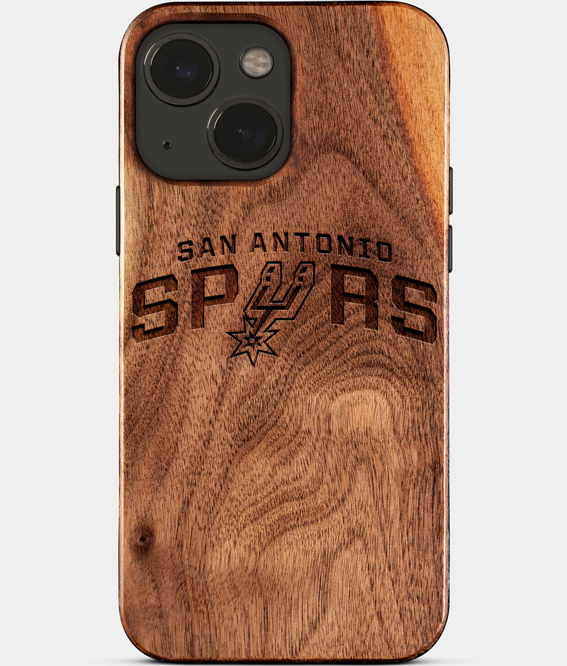 Eco-friendly San Antonio Spurs iPhone 15 Case - Carved Wood Custom San Antonio Spurs Gift For Him - Monogrammed Personalized iPhone 15 Cover By Engraved In Nature