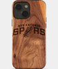 Eco-friendly San Antonio Spurs iPhone 15 Case - Carved Wood Custom San Antonio Spurs Gift For Him - Monogrammed Personalized iPhone 15 Cover By Engraved In Nature