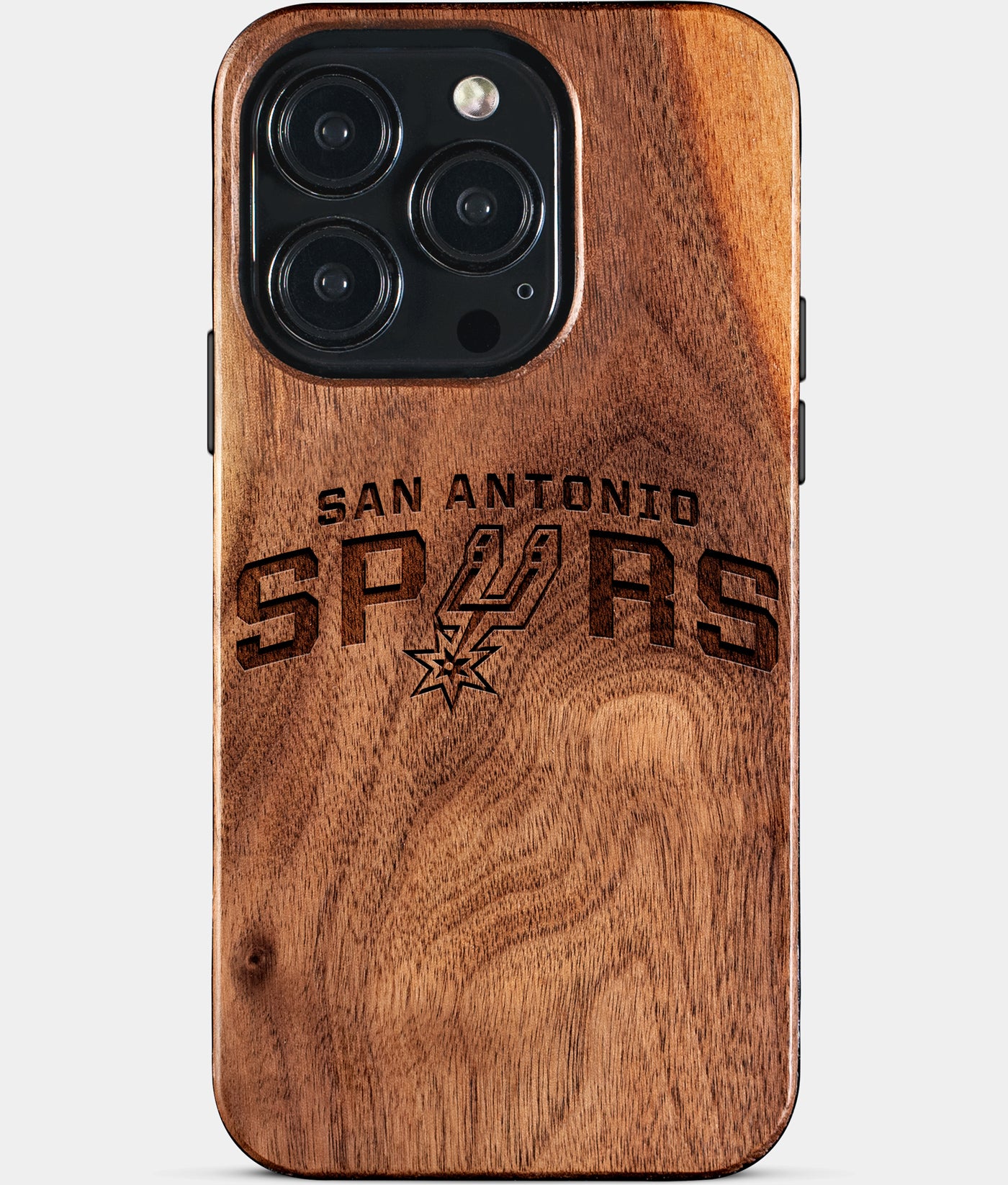 Eco-friendly San Antonio Spurs iPhone 15 Pro Case - Carved Wood Custom San Antonio Spurs Gift For Him - Monogrammed Personalized iPhone 15 Pro Cover By Engraved In Nature