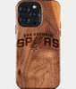 Eco-friendly San Antonio Spurs iPhone 15 Pro Max Case - Carved Wood Custom San Antonio Spurs Gift For Him - Monogrammed Personalized iPhone 15 Pro Max Cover By Engraved In Nature