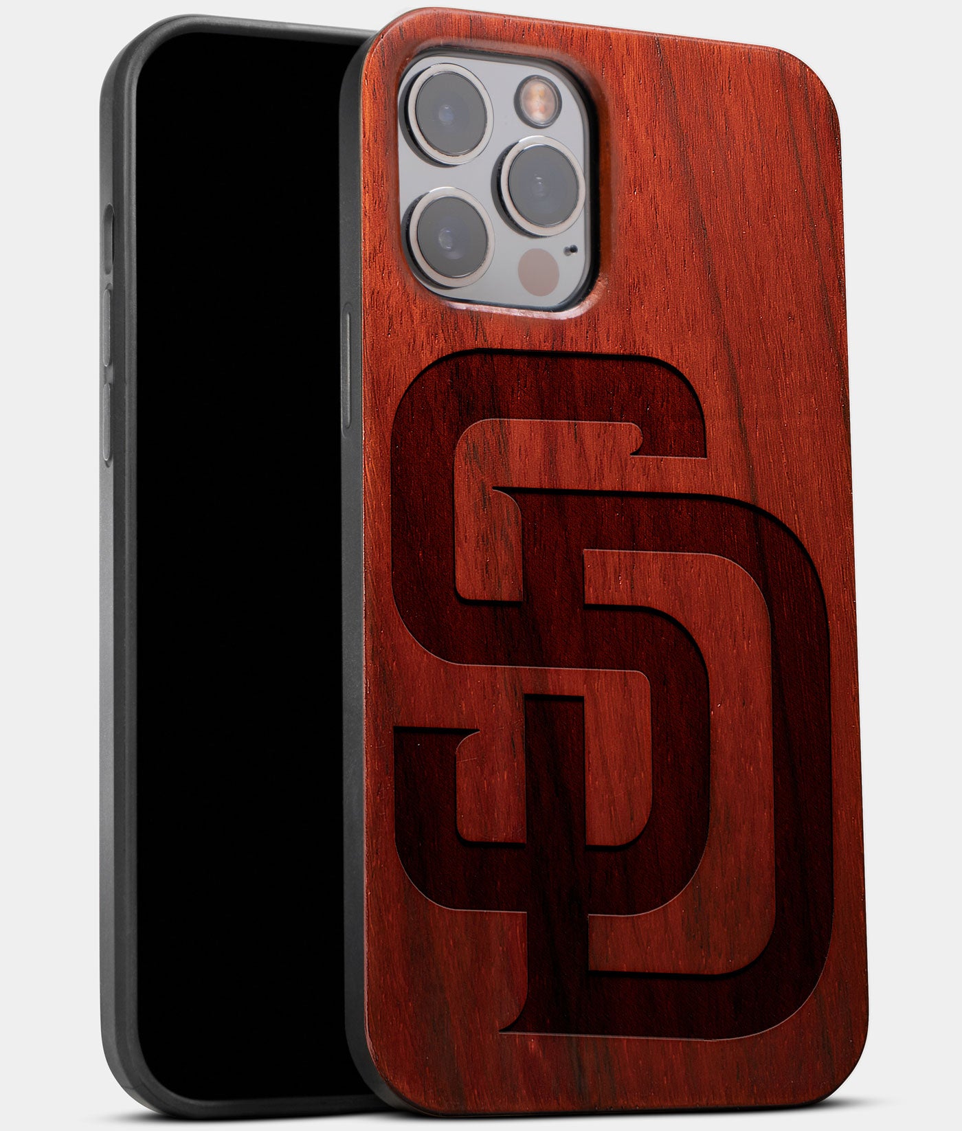 Best Wood San Diego Padres iPhone 13 Pro Case | Custom SD Padres Gift | Mahogany Wood Cover - Engraved In Nature