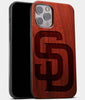 Best Wood San Diego Padres iPhone 13 Pro Case | Custom SD Padres Gift | Mahogany Wood Cover - Engraved In Nature