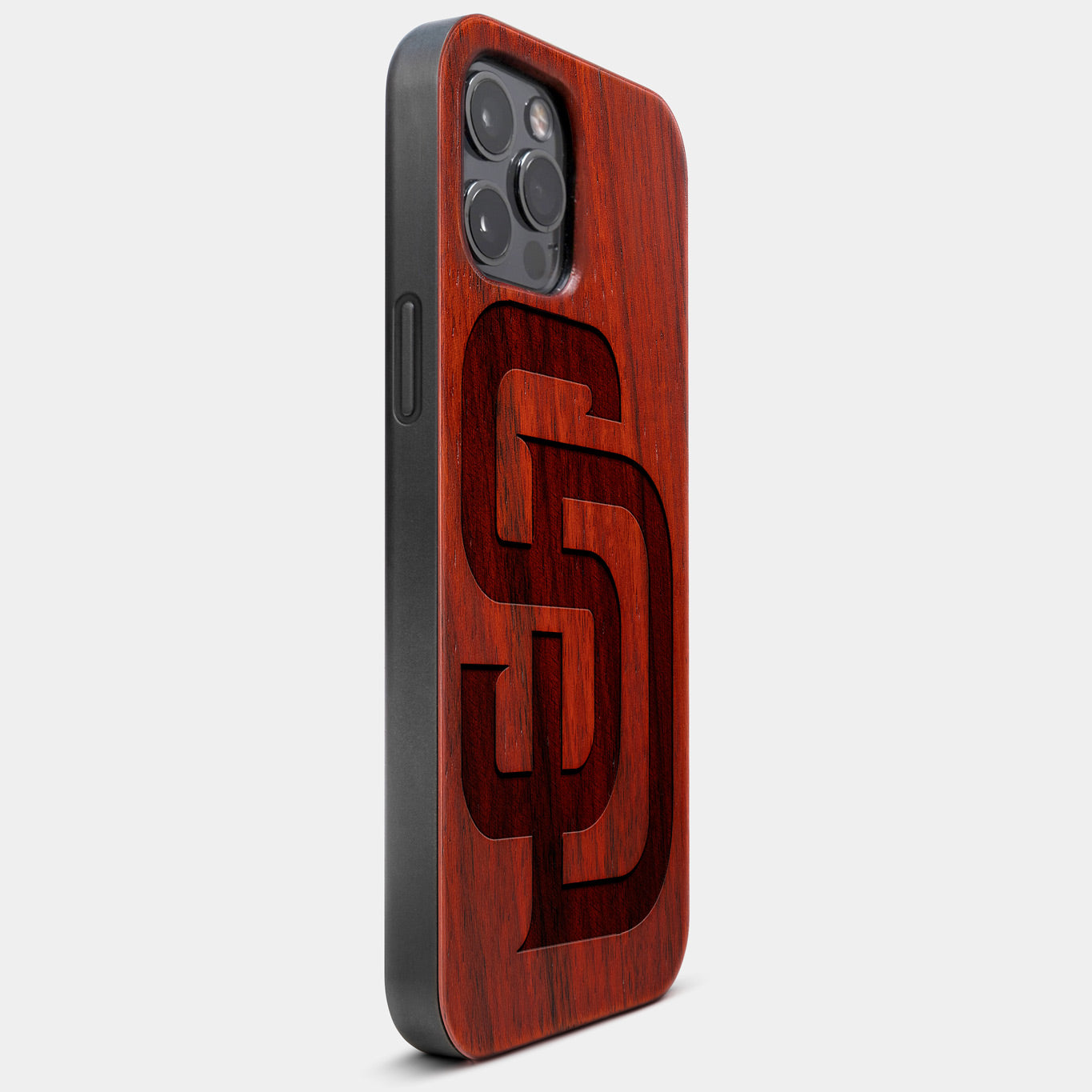 Best Wood San Diego Padres iPhone 13 Pro Case | Custom SD Padres Gift | Mahogany Wood Cover - Engraved In Nature