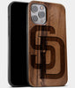 Best Wood San Diego Padres iPhone 13 Pro Case | Custom SD Padres Gift | Walnut Wood Cover - Engraved In Nature