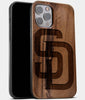 Best Wood San Diego Padres iPhone 13 Pro Max Case | Custom SD Padres Gift | Walnut Wood Cover - Engraved In Nature