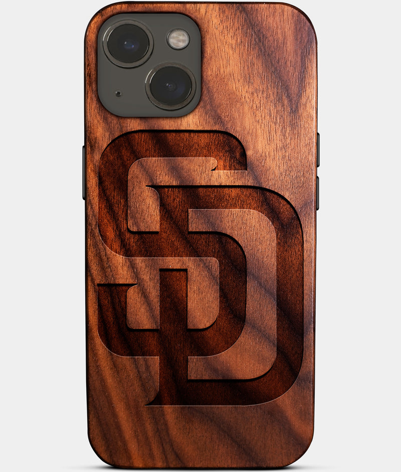 Eco-friendly San Diego Padres iPhone 14 Plus Case - Carved Wood Custom San Diego Padres Gift For Him - Monogrammed Personalized iPhone 14 Plus Cover By Engraved In Nature