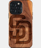 Eco-friendly San Diego Padres iPhone 15 Pro Max Case - Carved Wood Custom San Diego Padres Gift For Him - Monogrammed Personalized iPhone 15 Pro Max Cover By Engraved In Nature
