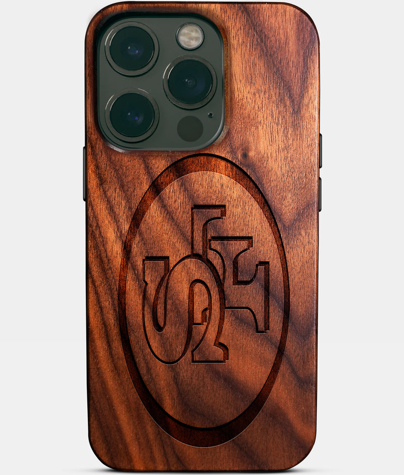 Eco-friendly San Francisco 49Ers iPhone 14 Pro Case - Carved Wood Custom San Francisco 49Ers Gift For Him - Monogrammed Personalized iPhone 14 Pro Cover By Engraved In Nature