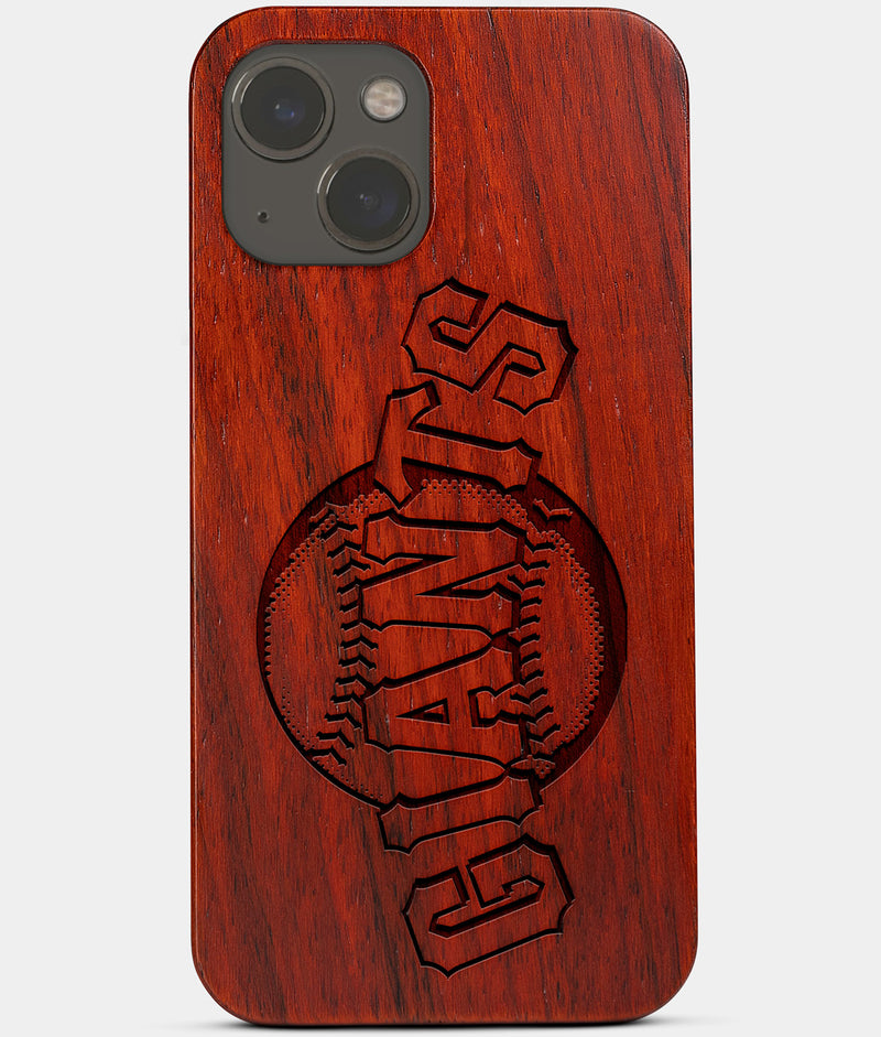 Carved Wood San Francisco Giants iPhone 13 Case | Custom SF Giants Gift, Birthday Gift | Personalized Mahogany Wood Cover, Gifts For Him, Monogrammed Gift For Fan | by Engraved In Nature