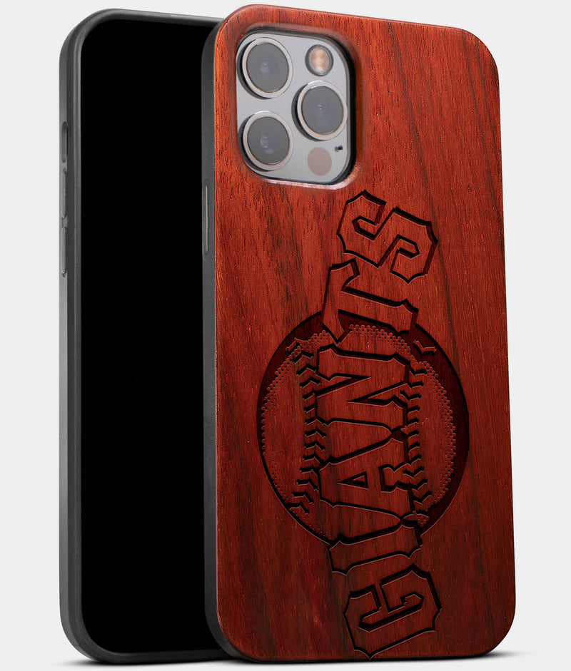 Best Wood San Francisco Giants iPhone 13 Pro Case | Custom SF Giants Gift | Mahogany Wood Cover - Engraved In Nature