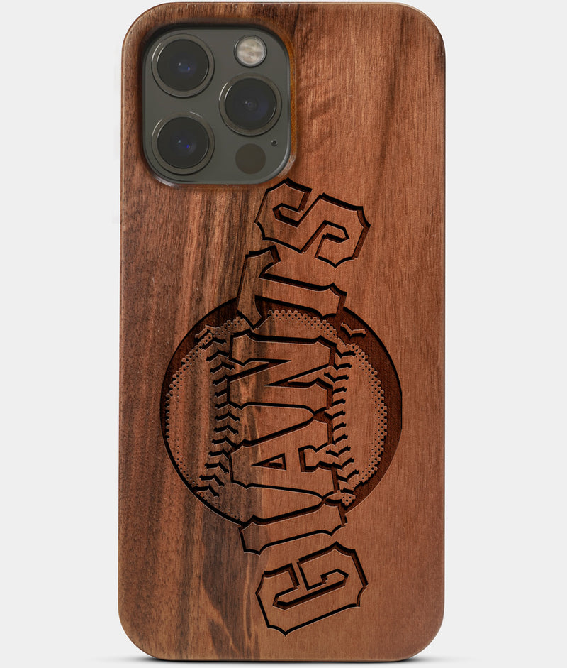 Carved Wood San Francisco Giants iPhone 13 Pro Case | Custom SF Giants Gift, Birthday Gift | Personalized Mahogany Wood Cover, Gifts For Him, Monogrammed Gift For Fan | by Engraved In Nature