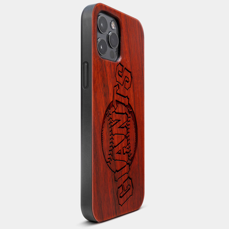 Best Wood San Francisco Giants iPhone 13 Pro Max Case | Custom SF Giants Gift | Mahogany Wood Cover - Engraved In Nature
