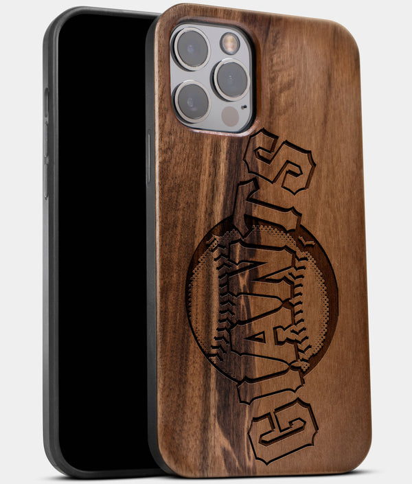 Best Wood San Francisco Giants iPhone 13 Pro Max Case | Custom SF Giants Gift | Walnut Wood Cover - Engraved In Nature