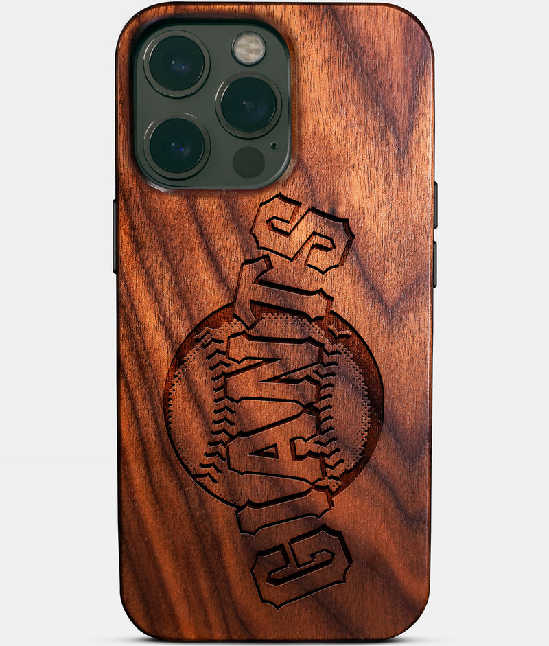 Eco-friendly San Francisco Giants iPhone 14 Pro Max Case - Carved Wood Custom San Francisco Giants Gift For Him - Monogrammed Personalized iPhone 14 Pro Max Cover By Engraved In Nature