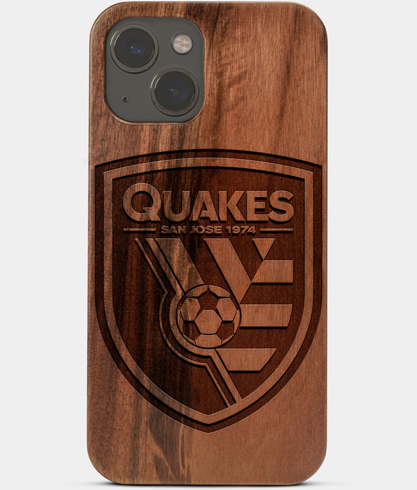 Carved Wood San Jose Earthquakes iPhone 13 Case | Custom San Jose Earthquakes Gift, Birthday Gift | Personalized Mahogany Wood Cover, Gifts For Him, Monogrammed Gift For Fan | by Engraved In Nature
