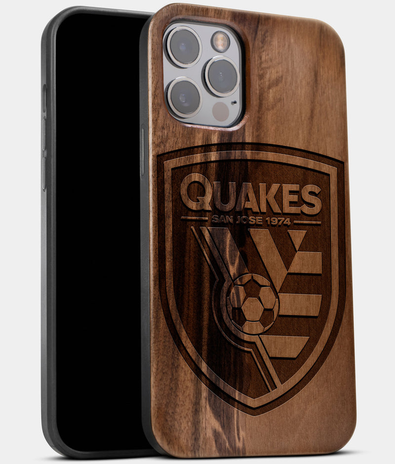 Best Wood San Jose Earthquakes iPhone 13 Pro Max Case | Custom San Jose Earthquakes Gift | Walnut Wood Cover - Engraved In Nature