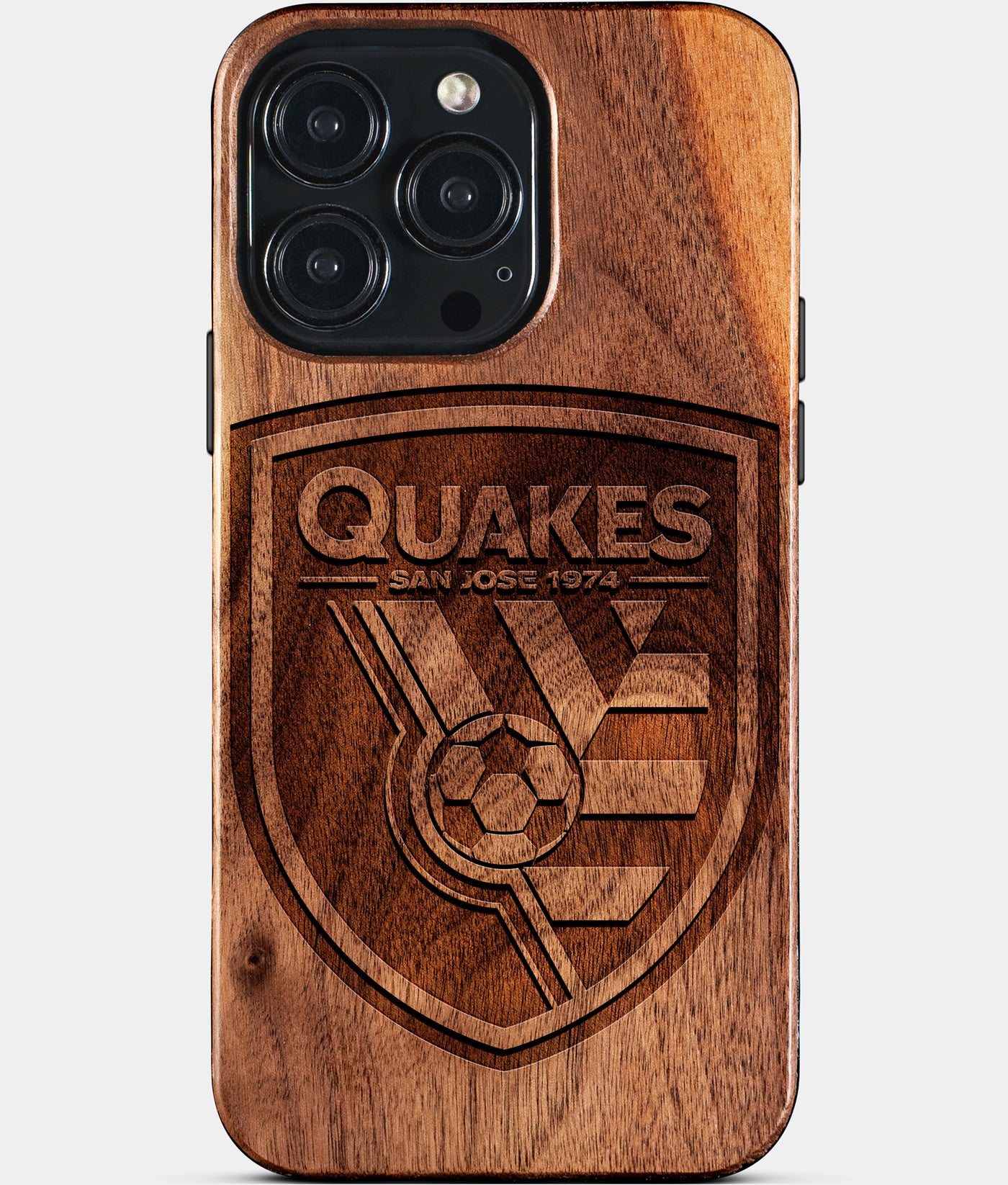 Eco-friendly San Jose Earthquakes iPhone 15 Pro Max Case - Carved Wood Custom San Jose Earthquakes Gift For Him - Monogrammed Personalized iPhone 15 Pro Max Cover By Engraved In Nature
