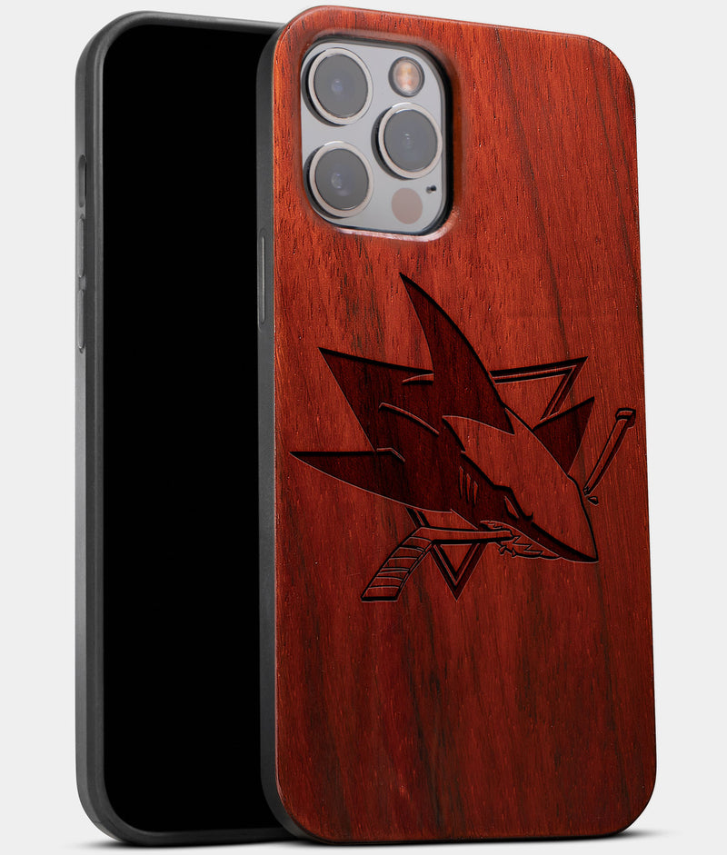 Best Wood San Jose Sharks iPhone 13 Pro Case | Custom San Jose Sharks Gift | Mahogany Wood Cover - Engraved In Nature