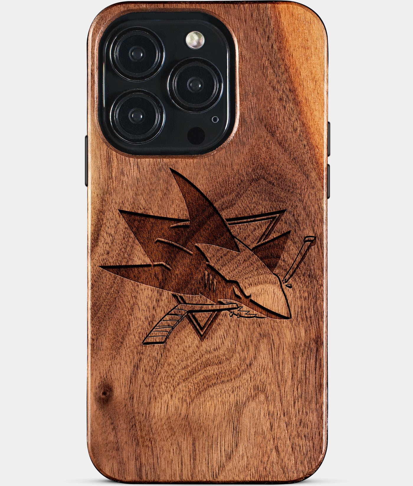 Eco-friendly San Jose Sharks iPhone 15 Pro Case - Carved Wood Custom San Jose Sharks Gift For Him - Monogrammed Personalized iPhone 15 Pro Cover By Engraved In Nature