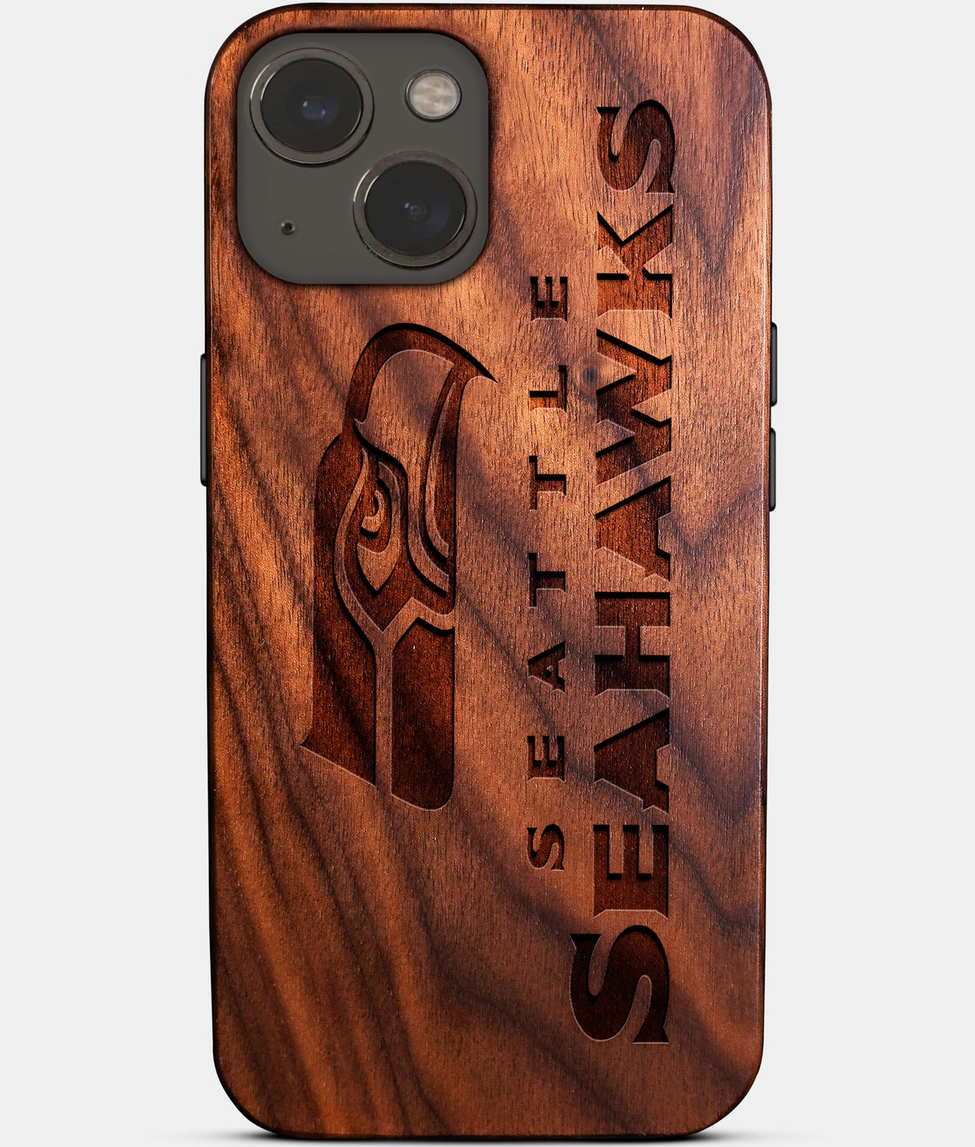 Eco-friendly Seattle Seahawks iPhone 14 Case - Carved Wood Custom Seattle Seahawks Gift For Him - Monogrammed Personalized iPhone 14 Cover By Engraved In Nature