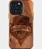 Eco-friendly Seattle Sounders FC iPhone 15 Pro Max Case - Carved Wood Custom Seattle Sounders FC Gift For Him - Monogrammed Personalized iPhone 15 Pro Max Cover By Engraved In Nature