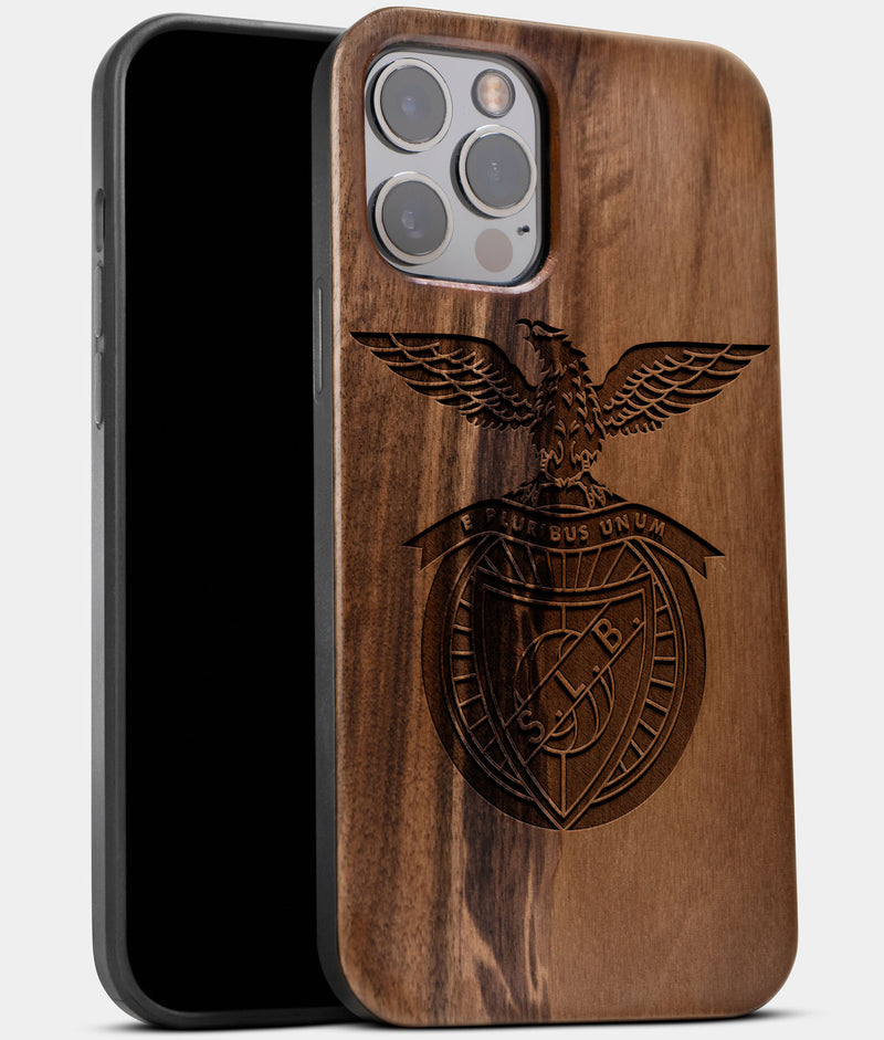 Best Wood S.L. Benfica iPhone 13 Pro Case | Custom S.L. Benfica Gift | Walnut Wood Cover - Engraved In Nature