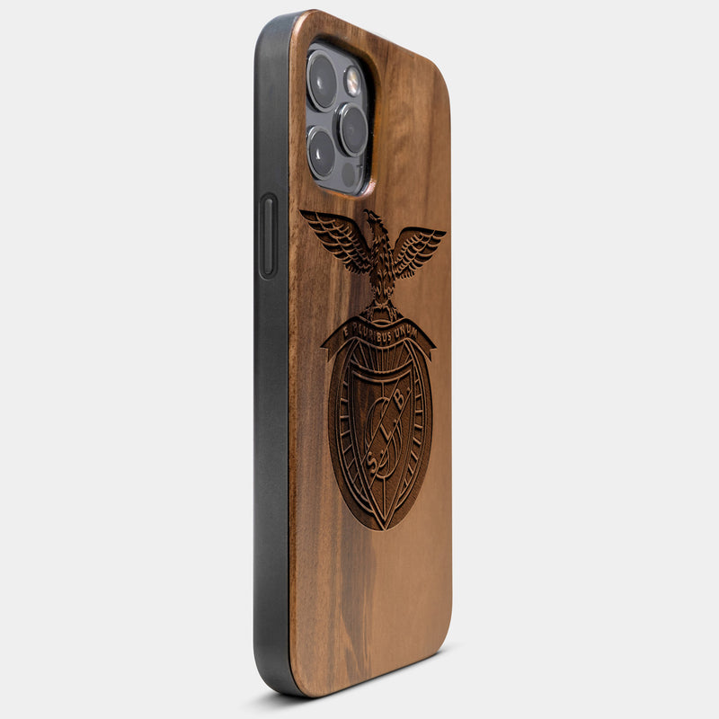 Best Wood S.L. Benfica iPhone 13 Pro Case | Custom S.L. Benfica Gift | Walnut Wood Cover - Engraved In Nature